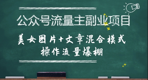 公众号流量主副业项目，美女图片+文章混合模式操作流量爆棚-LH资源分享网