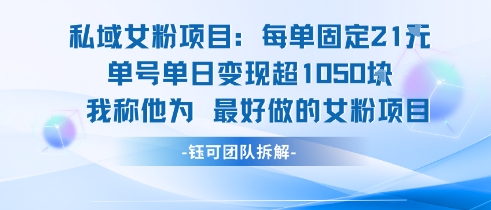 私域女粉项目：每单固定21块，单日变现超1k+，最好做的女粉项目-LH资源分享网