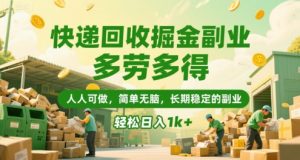 快递回收掘金副业，多劳多得，人人可做，简单无脑，长期稳定的副业，轻松日入1k+【揭秘】-LH资源分享网