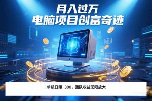 最新电脑项目单机每天收益300+ 带有团队管道收益 可无限放大 月入过万…-LH资源分享网