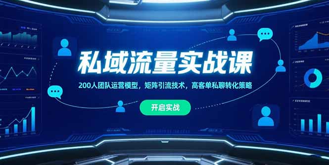 私域流量实战课，200人团队运营模型，矩阵引流技术，高客单私聊转化策略-LH资源分享网