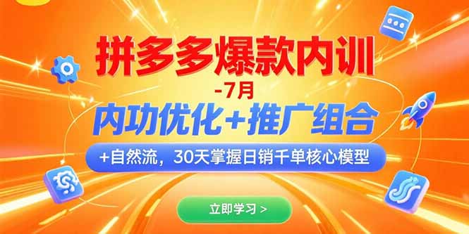 拼多多爆款内训-7月 内功优化+推广组合+自然流 30天掌握日销千单核心模型-LH资源分享网