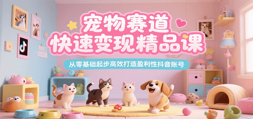 宠物赛道快速变现精品课，从零基础起步高效打造盈利性抖音账号-LH资源分享网