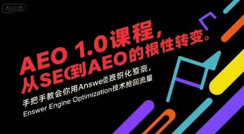 AEO 1.0 课程，从SEO到AE0的基命性转变，手把手教会你用AnswerEngineOptimization技术抢回流量-LH资源分享网