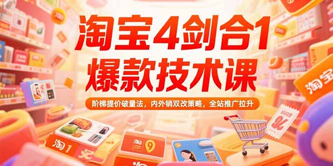 淘宝4剑合1爆款技术课73期：阶梯提价破量法，内外销双改策略 全站推广拉升-LH资源分享网