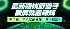 最新野路子截屏就能挣钱,无门槛,手机就能操作,日入5张【揭秘】-LH资源分享网