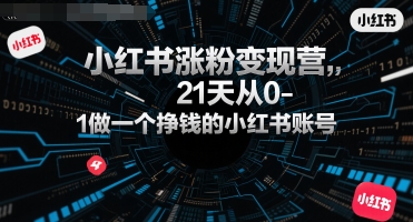 小红书涨粉变现营，21天从0-1做一个挣钱的小红书账号-LH资源分享网