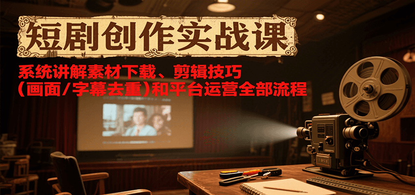 短剧创作实战课，系统讲解素材下载、剪辑技巧(画面/字幕去重)和平台运营全部流程-LH资源分享网
