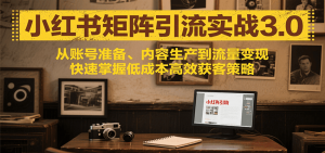 小红书矩阵引流3.0，从账号准备、内容生产到流量变现，快速掌握低成本高效获客策略-LH资源分享网