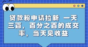贷款粉申请拉新，一天三张，百分之百的成交率，当天见收益【揭秘】-LH资源分享网