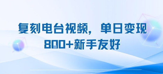 复刻电台视频，单日变现8张+新手友好，长期可做-LH资源分享网