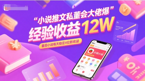小说推文私董会大佬爆单经验分享收益12W，番茄小说每天稳定4位数收益-LH资源分享网