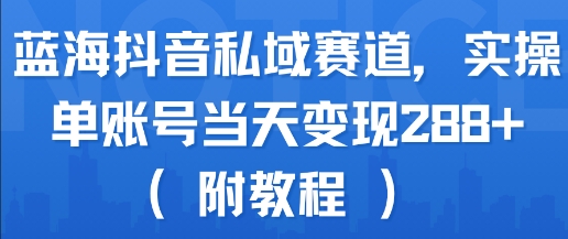 蓝海抖音私域赛道，实操单账号当天变现288+(附教程)-LH资源分享网