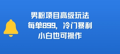 男粉项目高级玩法，每单899，冷门暴利，小白也可操作-LH资源分享网