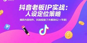 抖音老板IP实战：人设定位策略，爆款内容创作，抖加投放(7大模块62+节课-LH资源分享网
