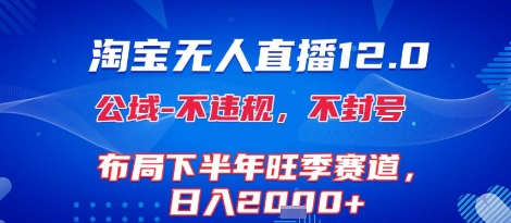 淘宝无人直播12.0，不封号，不违规，布局下半年旺季赛道，日入1k+(独家技术)【揭秘】-LH资源分享网