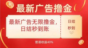 最新广告无限撸金，日结秒到，管道40%-LH资源分享网