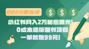 小红书月入2万秘密曝光！绝版图书项目，一单就赚99元！-LH资源分享网