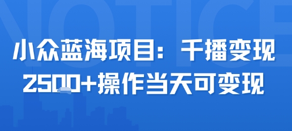 小众蓝海项目，千播变现2.5k+操作当天可变现-LH资源分享网