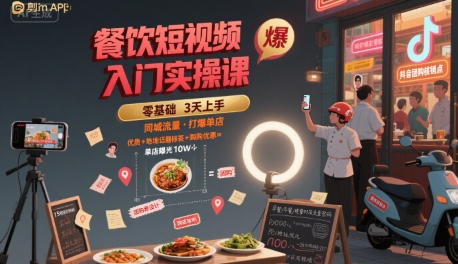 餐饮短视频入门实操课，引爆同城流量，打爆单店-LH资源分享网