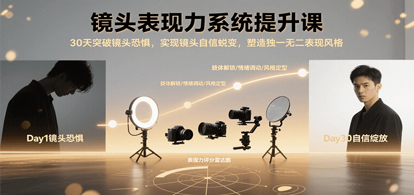 镜头表现力系统提升课，30天突破镜头恐惧实现自信蜕变，塑造独一无二表现风格-LH资源分享网