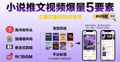 小说推文视频爆量5要素之爆款素材如何寻找-LH资源分享网