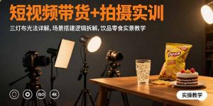 短视频带货+拍摄实训：三灯布光法详解,场景搭建逻辑拆解,饮品零食实景教学-LH资源分享网
