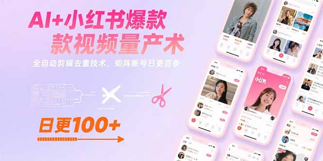 AI+小红书爆款视频量产术：全自动剪辑去重技术，矩阵账号日更百条-LH资源分享网