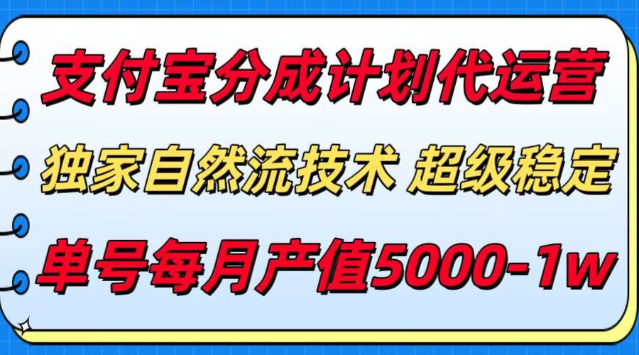 支付宝分成计划代运营，独家自然流技术，收益稳定，单号月产5000＋-LH资源分享网