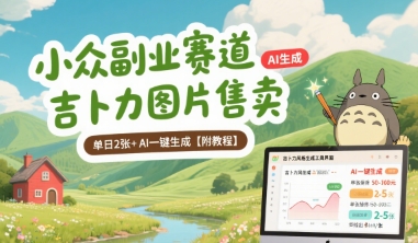 小众副业赛道 吉卜力图片售卖 单日2张+ AI一键生成【附教程】-LH资源分享网