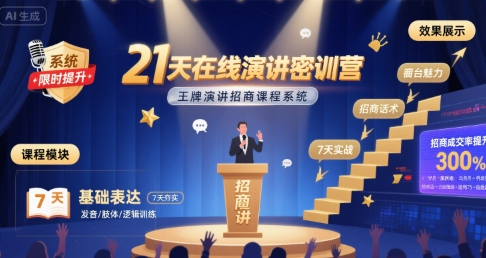 21天在线演讲密训营，王牌演讲招商课程系统-LH资源分享网