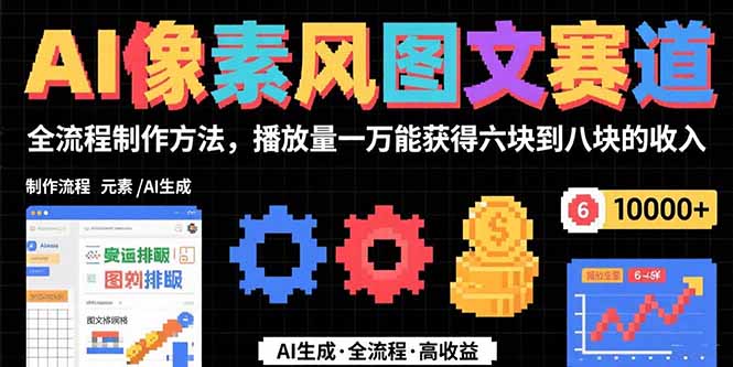 AI像素风图文赛道：全流程制作方法，播放量一万能获得6块到8块的收入-LH资源分享网
