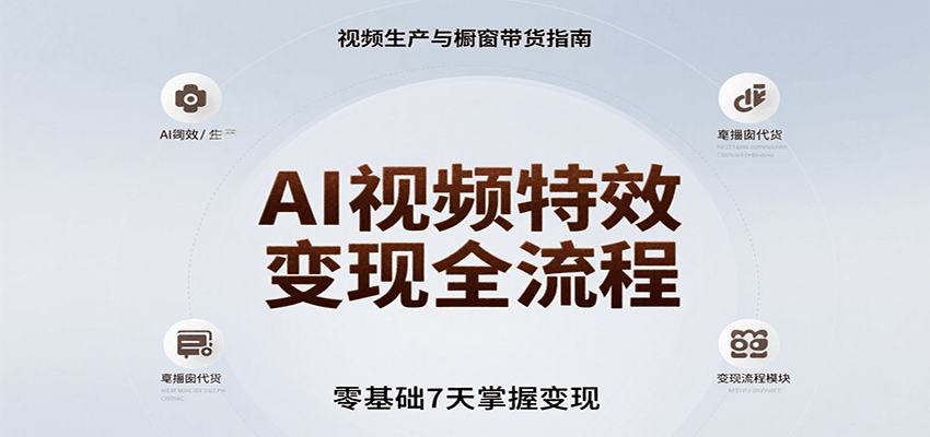 AI视频特效变现全流程，零基础7天掌握视频生产到橱窗带货变现-LH资源分享网
