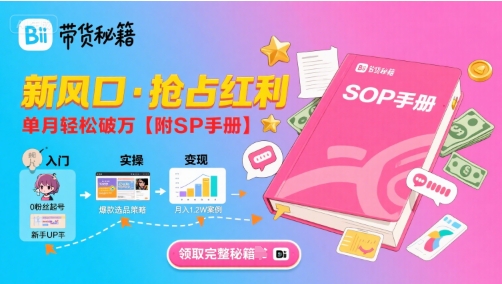 B站哔哩哔哩带货秘籍，新风口，抢占红利，单月轻松破万【附SOP手册】-LH资源分享网
