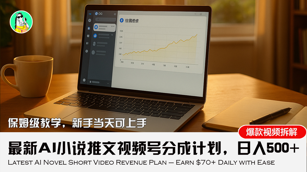 最新AI小说推文视频号分成计划，新手小白也能当天日入500+教程-LH资源分享网