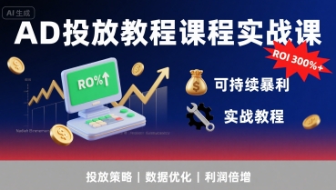 AD投放教程课程实战课，实现广告ROI300%+可持续暴利-LH资源分享网