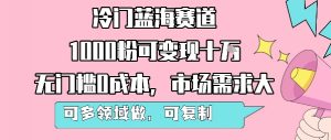 冷门蓝海赛道,1000粉可变现十W,无门槛0成本,市场需求大,可多领域做,可复制性强-LH资源分享网