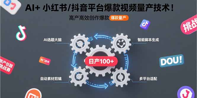 AI+小红书/抖音平台爆款视频量产技术：高产高效创作爆款视频！-LH资源分享网
