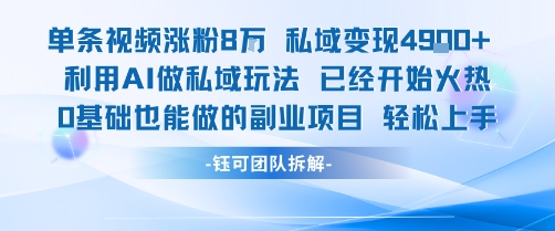 单条视频私域变现4.9k+利用AI做私域玩法 已经开始火热0基础也能做的副业项目轻松上手-LH资源分享网