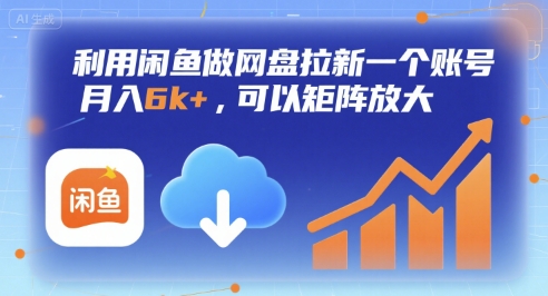 利用闲鱼做网盘拉新一个账号，月入6k+，可以矩阵放大-LH资源分享网