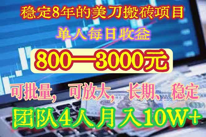 稳定8年的美刀搬砖项目，单人每日收益800—3000.团队4人月入10W+.可线下-LH资源分享网