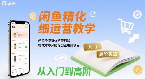 闲鱼精细化运营入门+高阶实战教学，闲鱼卖货整体运营思路，零成本零风险轻创业电商项目-LH资源分享网
