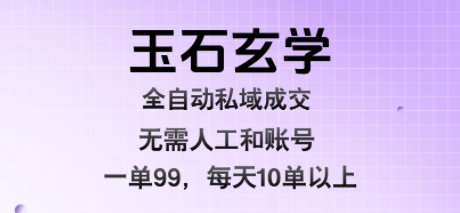 玉石玄学全自动私域成交，一单99每天十单以上，无需人工和矩阵账号，蓝海项目直接干【揭秘】-LH资源分享网
