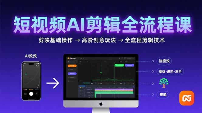 短视频AI剪辑技能，从剪映基础操作到高阶创意玩法，全流程剪辑技术-LH资源分享网