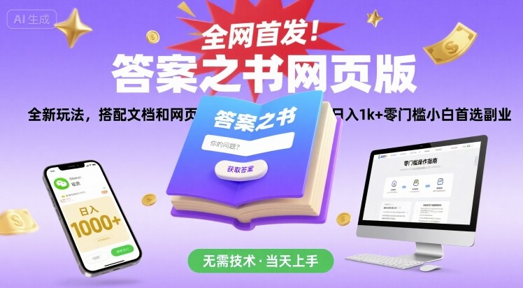 全网首发！答案之书网页版，全新玩法，搭配文档和网页，日入1k+零门槛小白首选副业【揭秘】-LH资源分享网