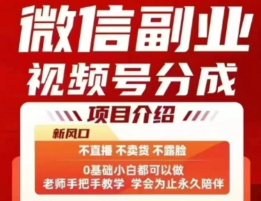 微信副业视频号分成，不直播 不卖货 不露脸，三五分钟即可完成一条作，每日收益几十、几张不等-LH资源分享网