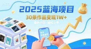 2025蓝海项目30条作品 变现1w+ 有手就能操作适合小白做-LH资源分享网