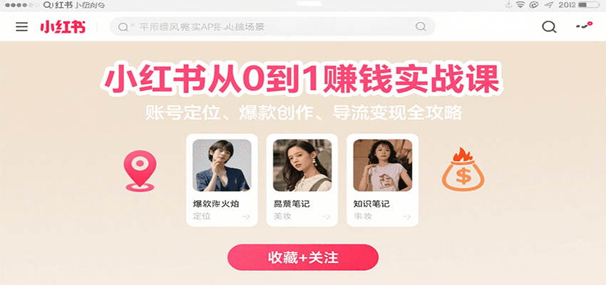 小红书从0到1赚钱实战课：账号定位、 爆款创作 、导流变现全攻略-LH资源分享网