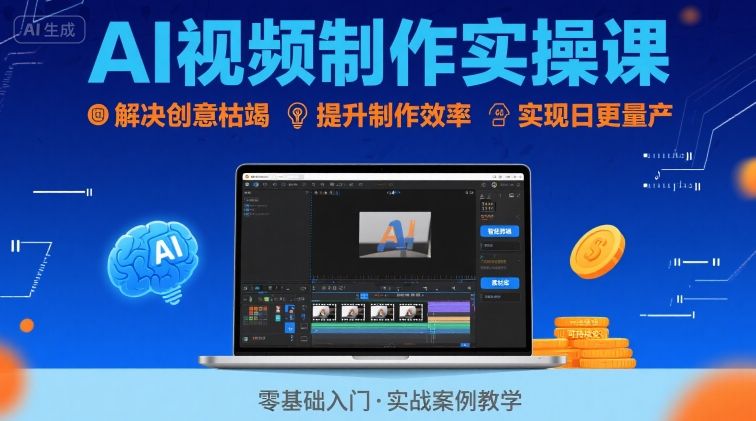 Ai视频制作实操课，解决创意枯竭、效率低下痛点，实现日更量产可持续变现-LH资源分享网