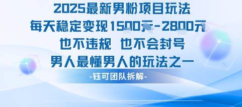 2025最新男粉项目玩法每天变现1k+也不违规也不会封号男人最懂男人的玩法-LH资源分享网